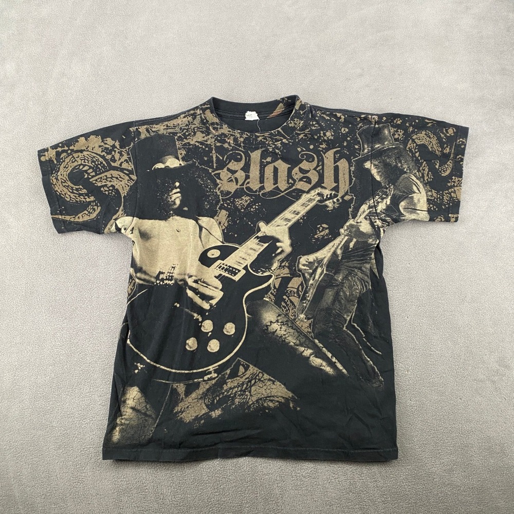 Slash Guns N Roses AOP T-Shirt Mens Medium Black Grunge All Over Print Graphic